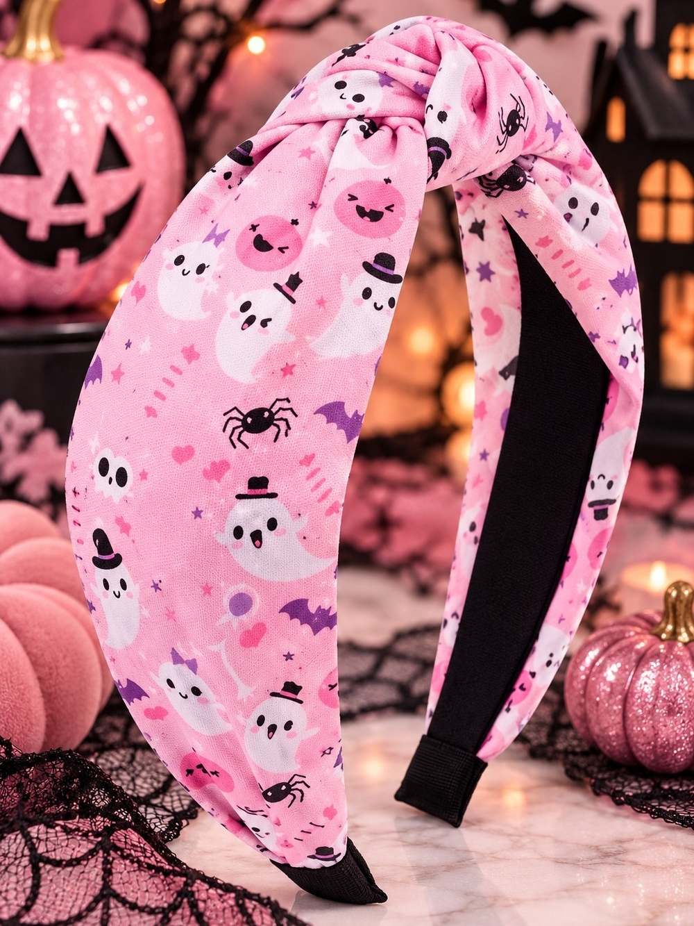 Pink Ghosts Halloween Ghost Knot Headband!!